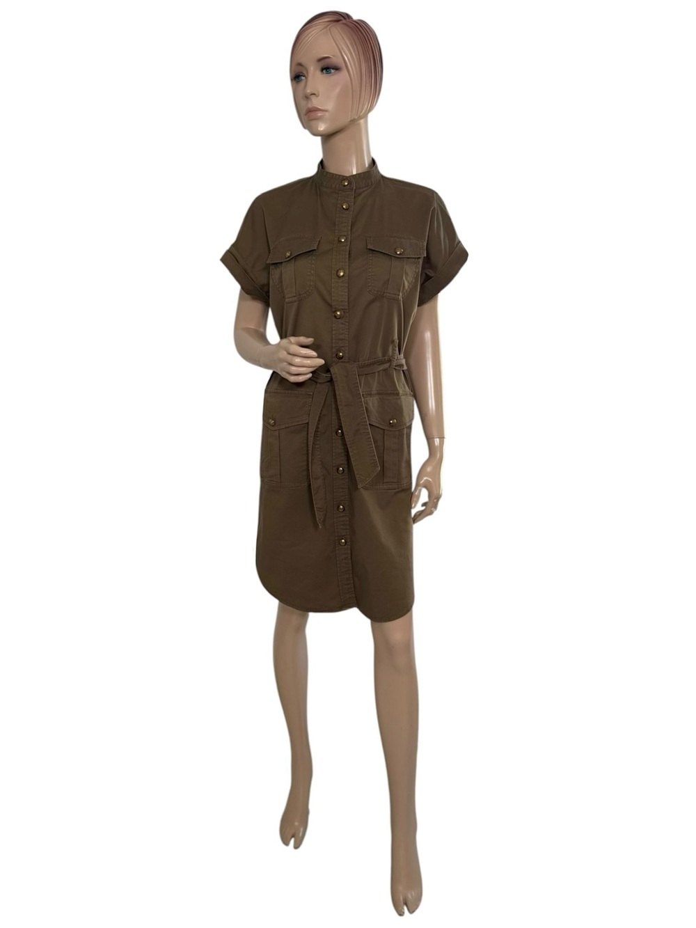 Lauren Ralph Lauren Utility Shirt Dress in Olive Green Size 8 Petite